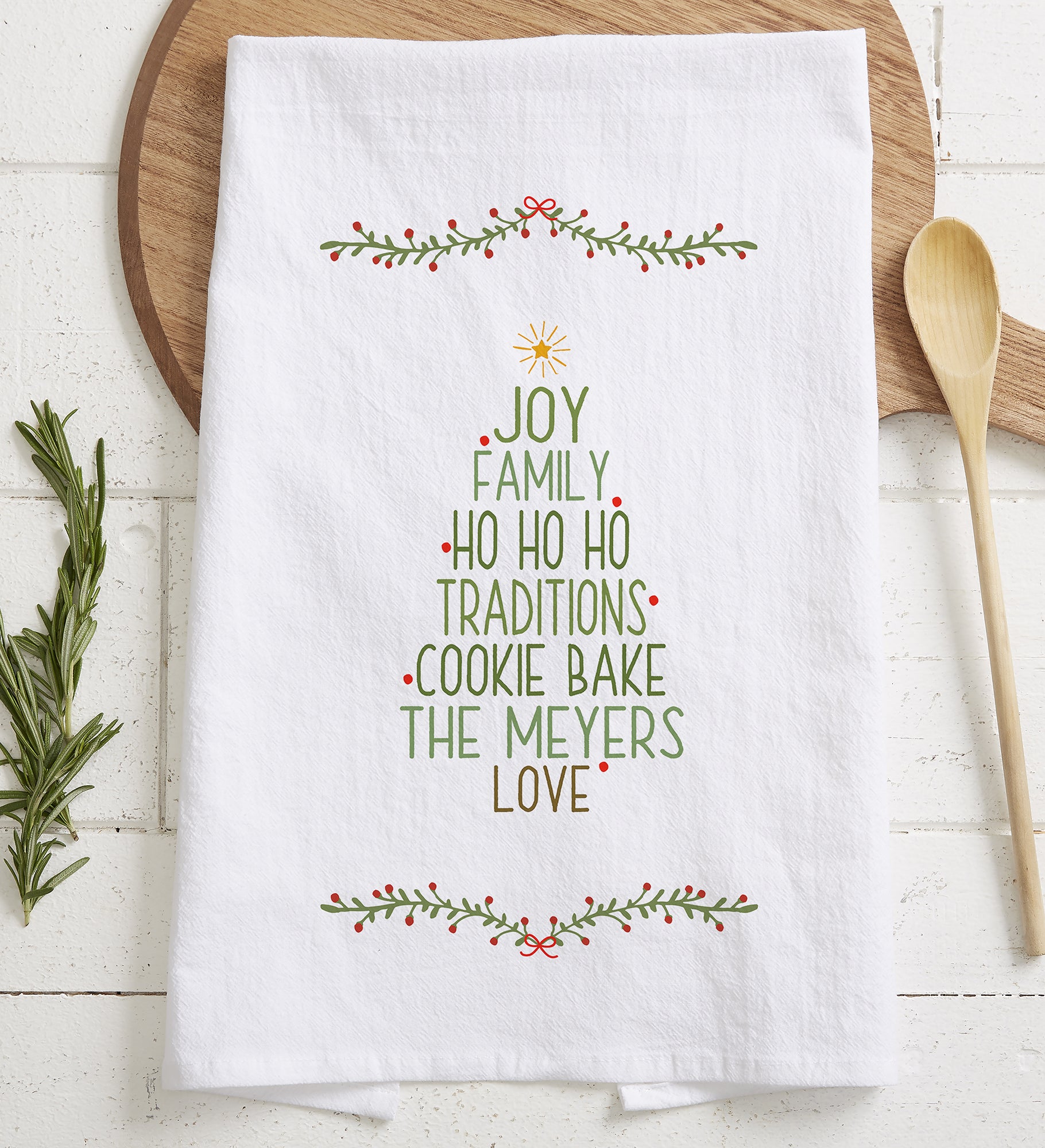 Christmas Family Tree Personalized Tea Towel